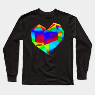 Rainbow Crystal Heart Long Sleeve T-Shirt